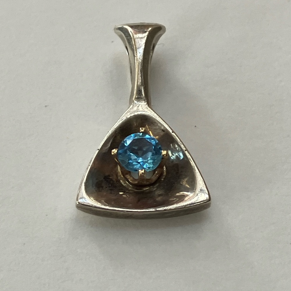 14k Sterling Silver Pendant with Blue Topaz